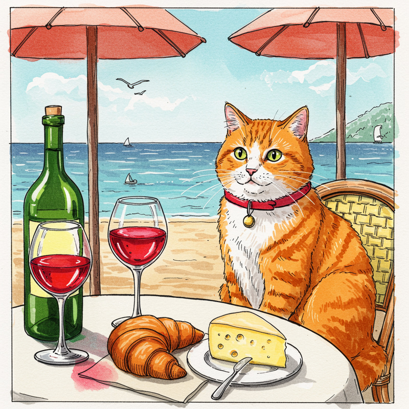 Charming Ginger Tomcat in a French Cafe Charming Ginger Tomcat in a French Cafe