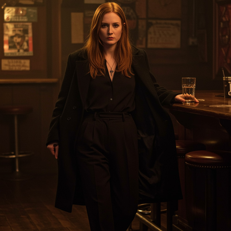 Timeless Elegance: A 1980s Biker Bar Muse