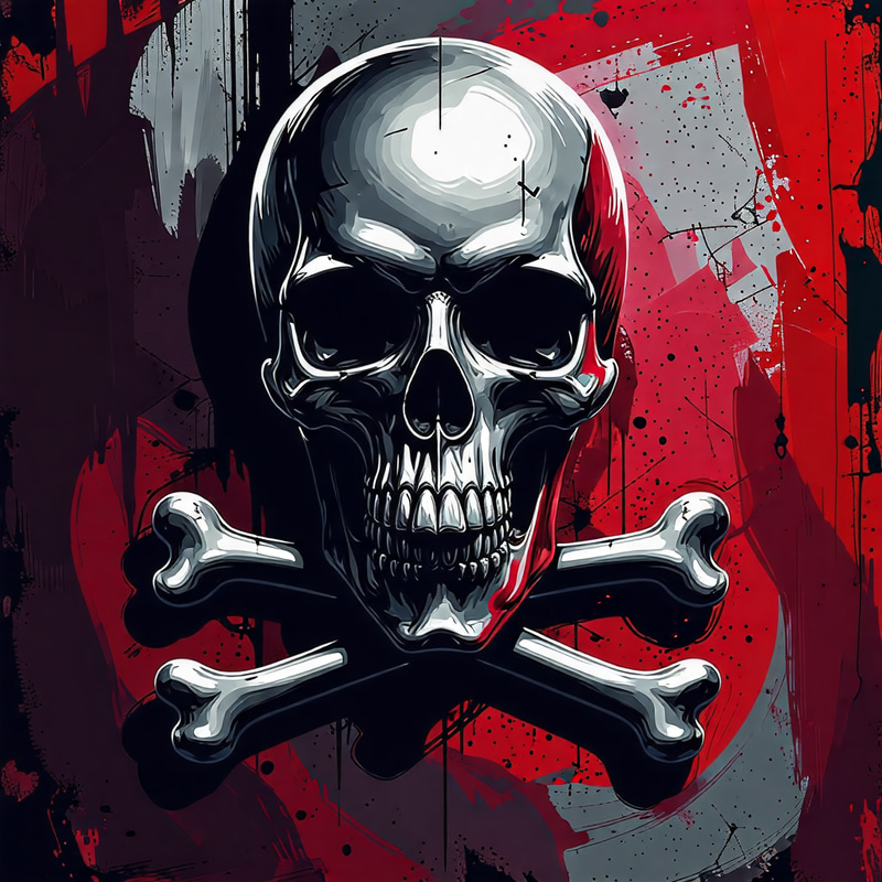 Dark Cyberpunk Skull and Bones Logo Artwork Dark Cyberpunk Skull and Bones Logo Artwork