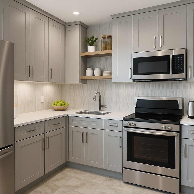 Modern Kitchen Design with Cupboards & Appliances