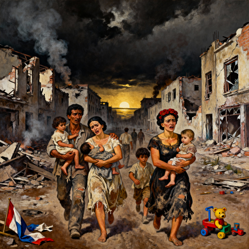 Figurative Oil Painting Critiquing War Figurative Oil Painting Critiquing War