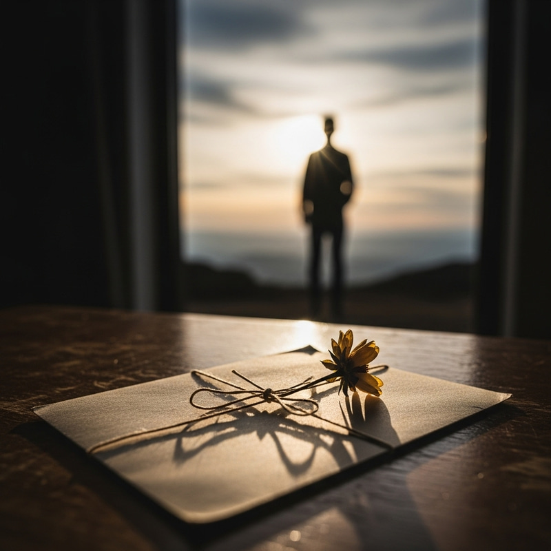 Symbolic Imagery: Letter, Dried Flower, and Silhouette