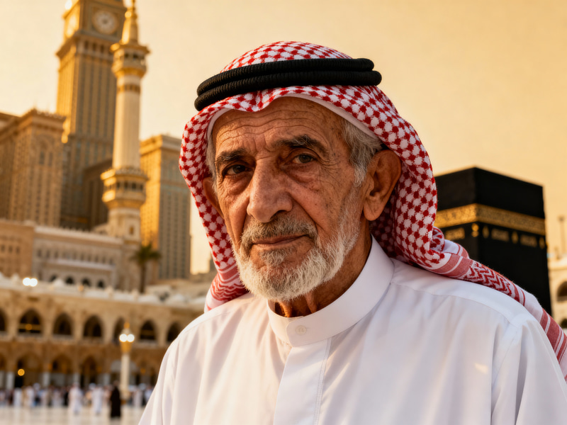 Elderly Man in Traditional Arabic Attire from Mecca Elderly Man in Traditional Arabic Attire from Mecca