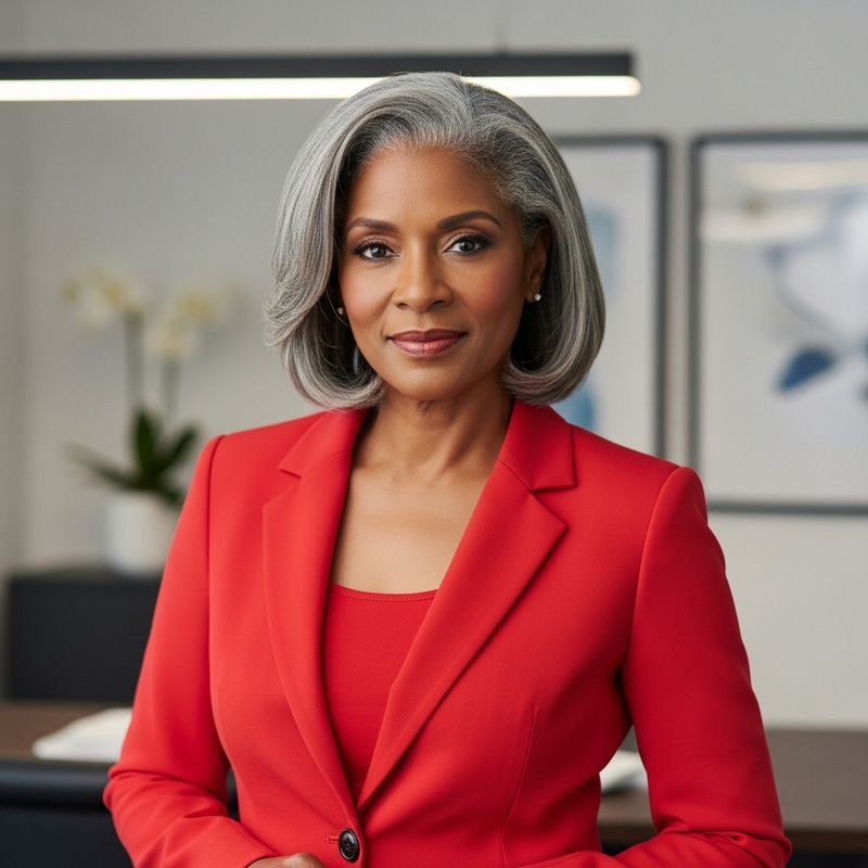 Stunning Black Businesswoman in Elegant Red Suit