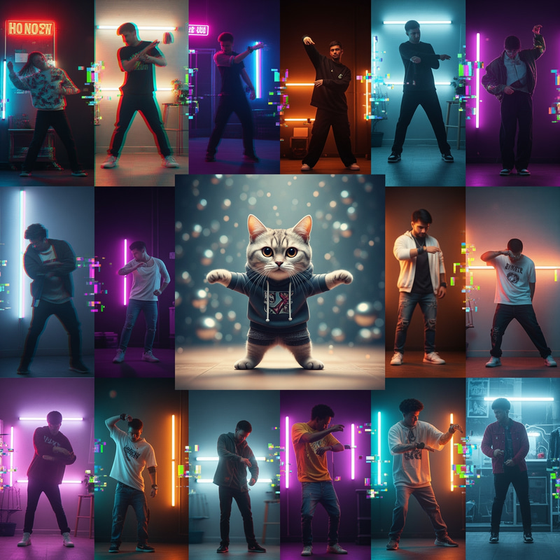 Neon TikTok Dance Montage with Surreal Cat Neon TikTok Dance Montage with Surreal Cat