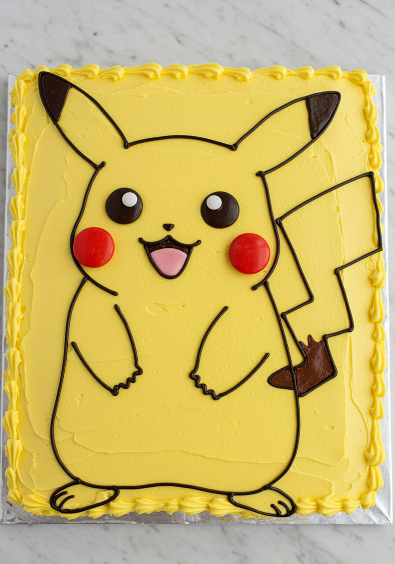 Pikachu Themed Slab Cake | Fun Celebration Dessert Pikachu Themed Slab Cake | Fun Celebration Dessert
