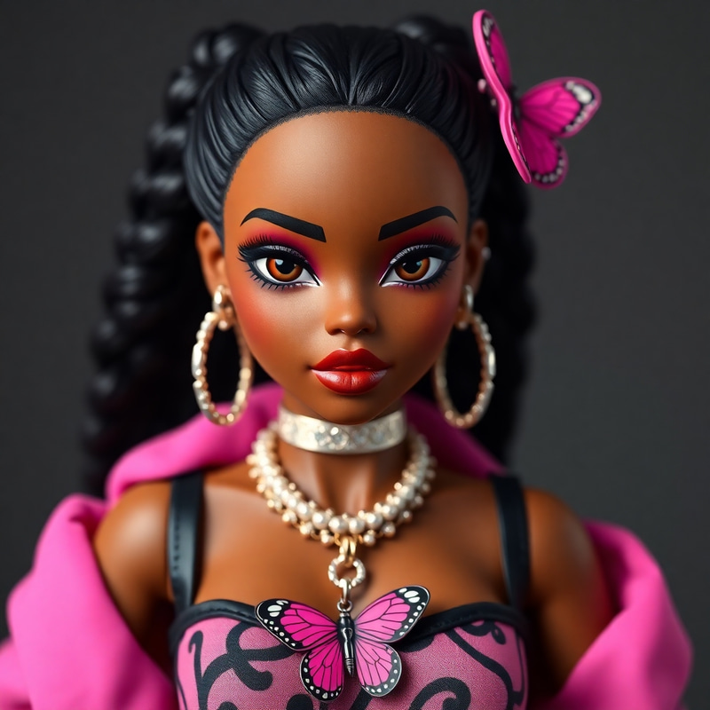 Realistic Black Female Bratz Doll - 3D Rendered Art Realistic Black Female Bratz Doll - 3D Rendered Art
