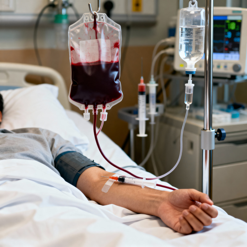Realistic Hospital Image with IV and Blood Realistic Hospital Image with IV and Blood