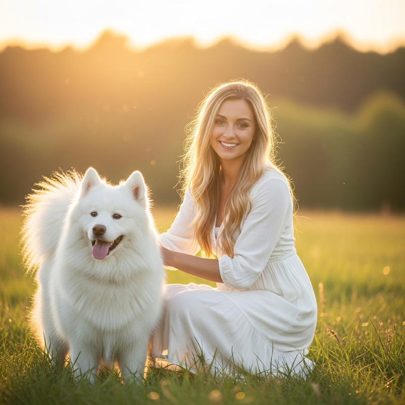 Stunning Portrait of a Young European Woman with Dog