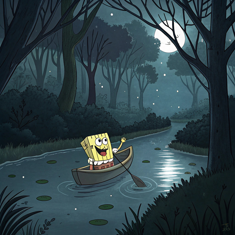 Spongebob's River Adventure in a Dark Forest Spongebob's River Adventure in a Dark Forest
