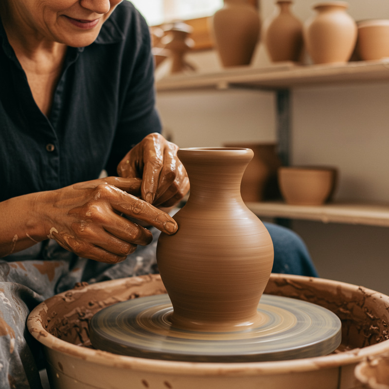 Skilled Potter Shaping a Clay Vase Skilled Potter Shaping a Clay Vase