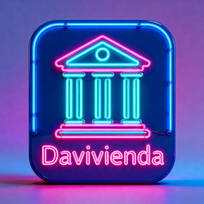 Davivienda App Icon: Neon and LED Style Davivienda App Icon: Neon and LED Style