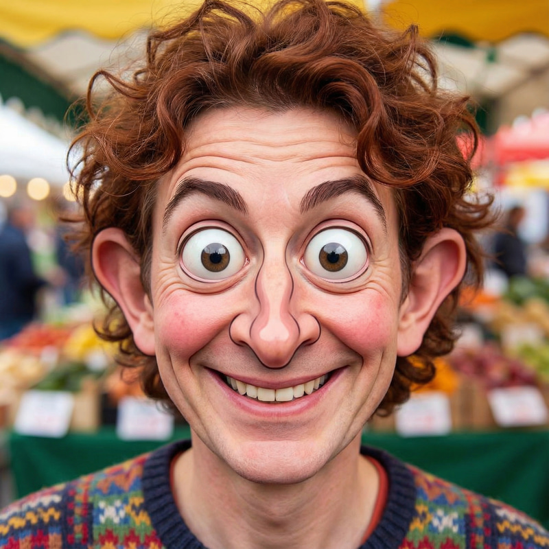 Comedic Face Portraits with Exaggerated Features Comedic Face Portraits with Exaggerated Features