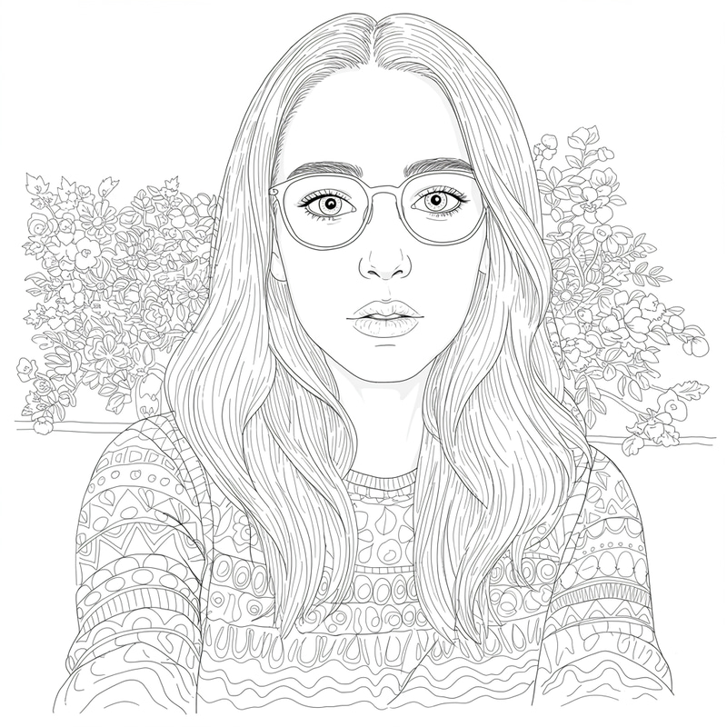 Black and White Coloring Page for Friends