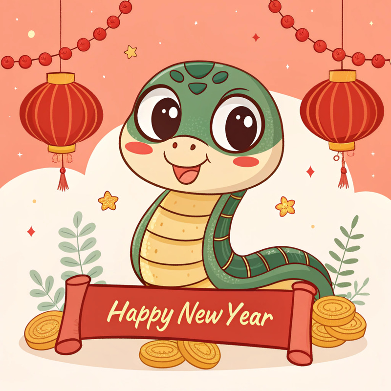 Cute Chinese Snake New Year Greetings Cute Chinese Snake New Year Greetings