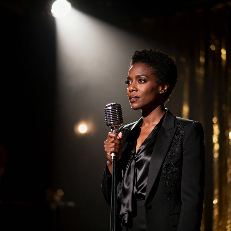 Elegant Black Female Singer Portrait