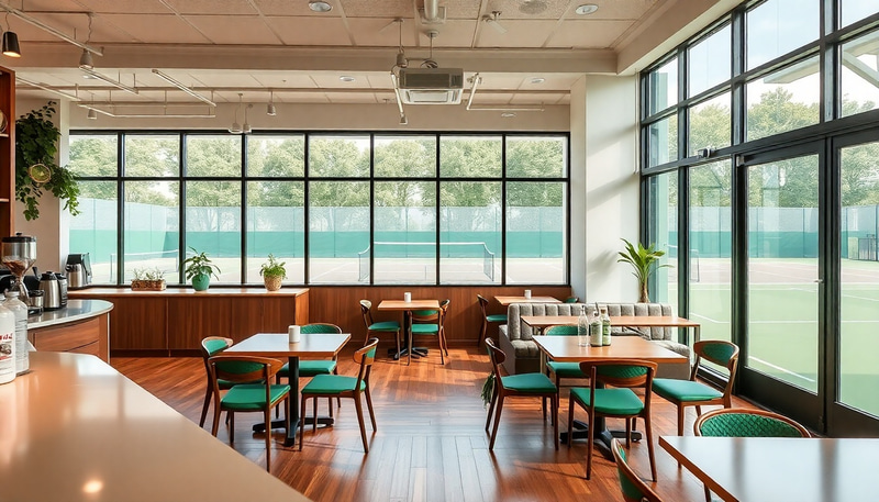 Cozy Tennis-Themed Coffee Shop Bistro Design Cozy Tennis-Themed Coffee Shop Bistro Design