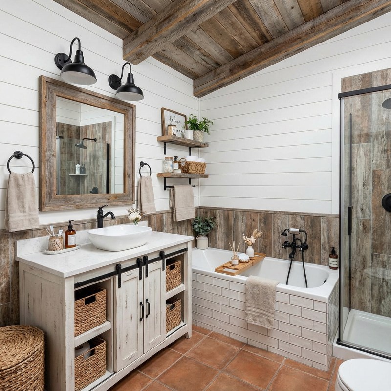 Farmhouse Style Bathroom Transformation Ideas