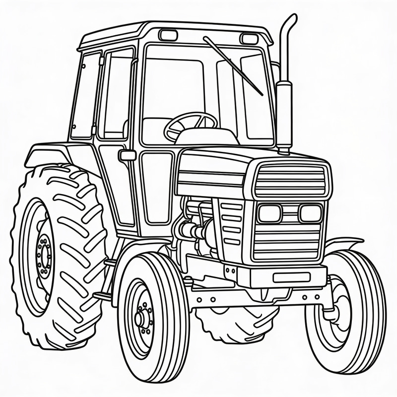 Minimalist Massey Ferguson 590 Line Art Illustration