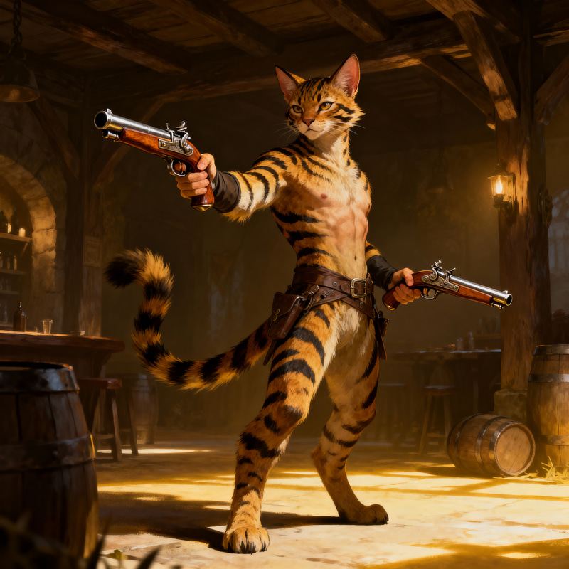 Tabaxi Male with Dual Pistols Tabaxi Male with Dual Pistols
