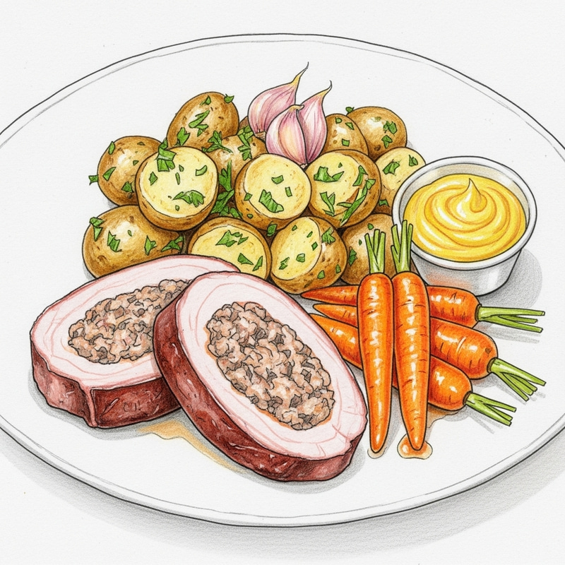 Delicious Matambre with Garlic Potatoes & Glazed Carrots Delicious Matambre with Garlic Potatoes & Glazed Carrots