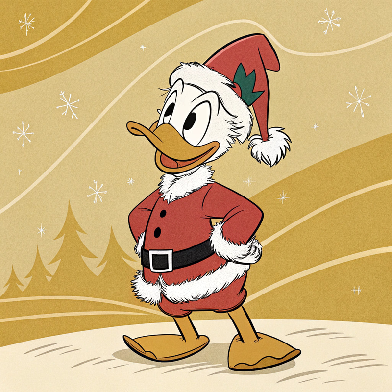 Vintage Christmas Donald Duck in Santa Outfit Vintage Christmas Donald Duck in Santa Outfit