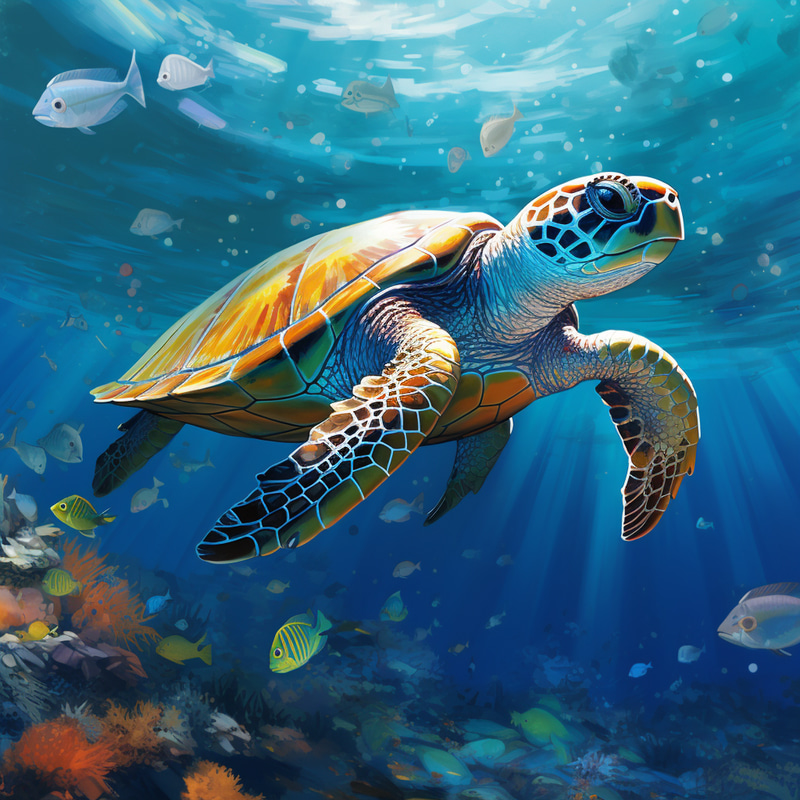 Turtle in Troubled Waters: A Digital Art Tribute Turtle in Troubled Waters: A Digital Art Tribute