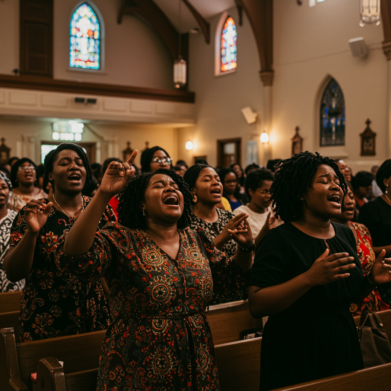 Black Women Praising God at Church Black Women Praising God at Church