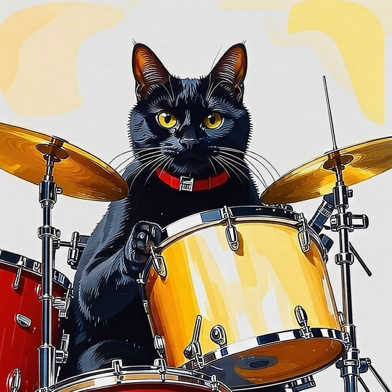 Black Cat Jazz Drumming - Unique Musical Performance Black Cat Jazz Drumming - Unique Musical Performance