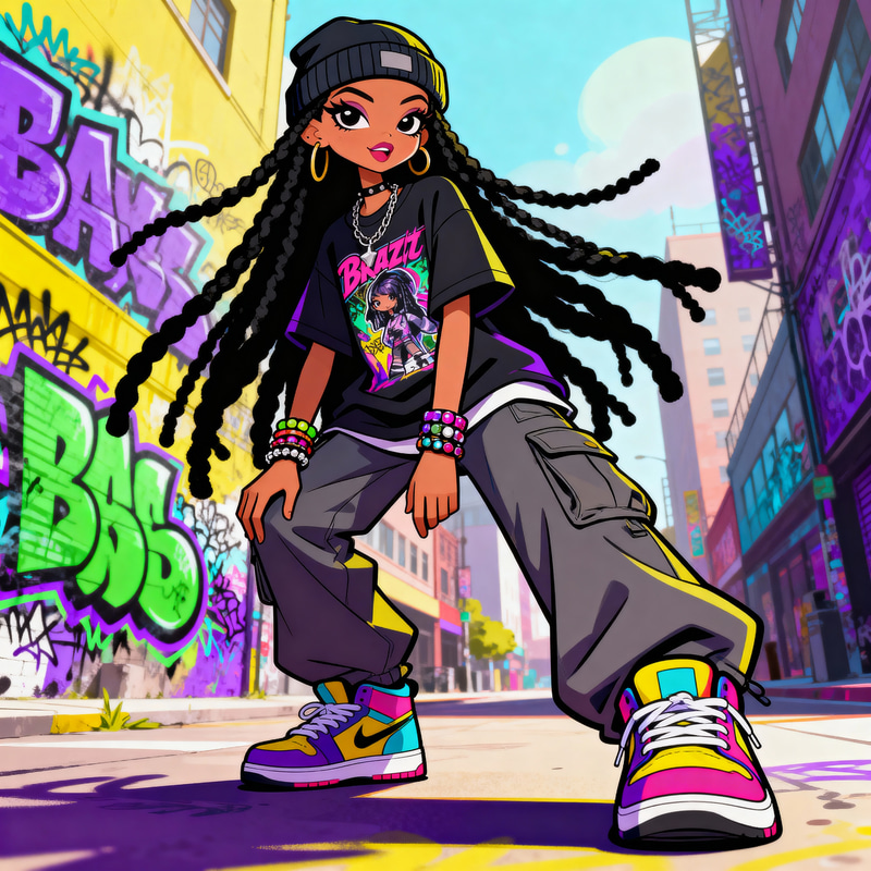 Vibrant Cartoon Bratz Model Illustration