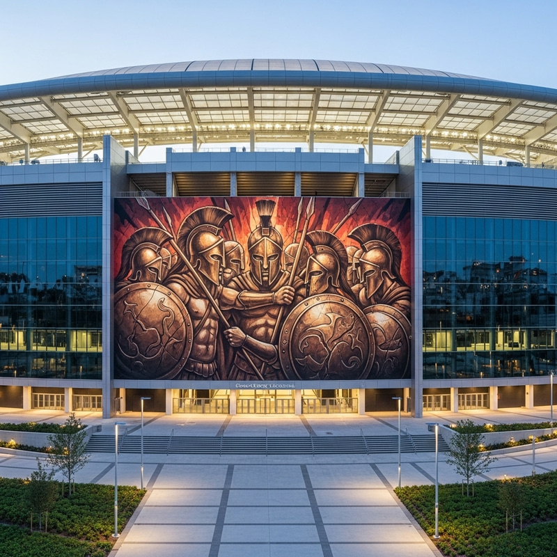 Modern Football Stadium with Spartacus Mural Modern Football Stadium with Spartacus Mural