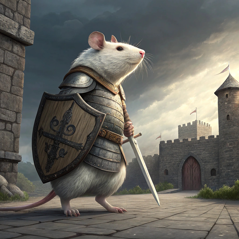 Fat White Rat Paladin Knight in Medieval Armor Fat White Rat Paladin Knight in Medieval Armor