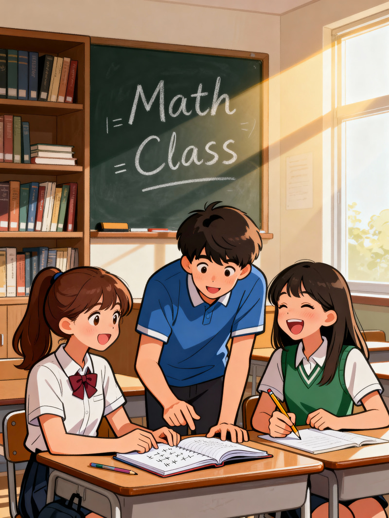School Life and Friendship Comic Illustration
