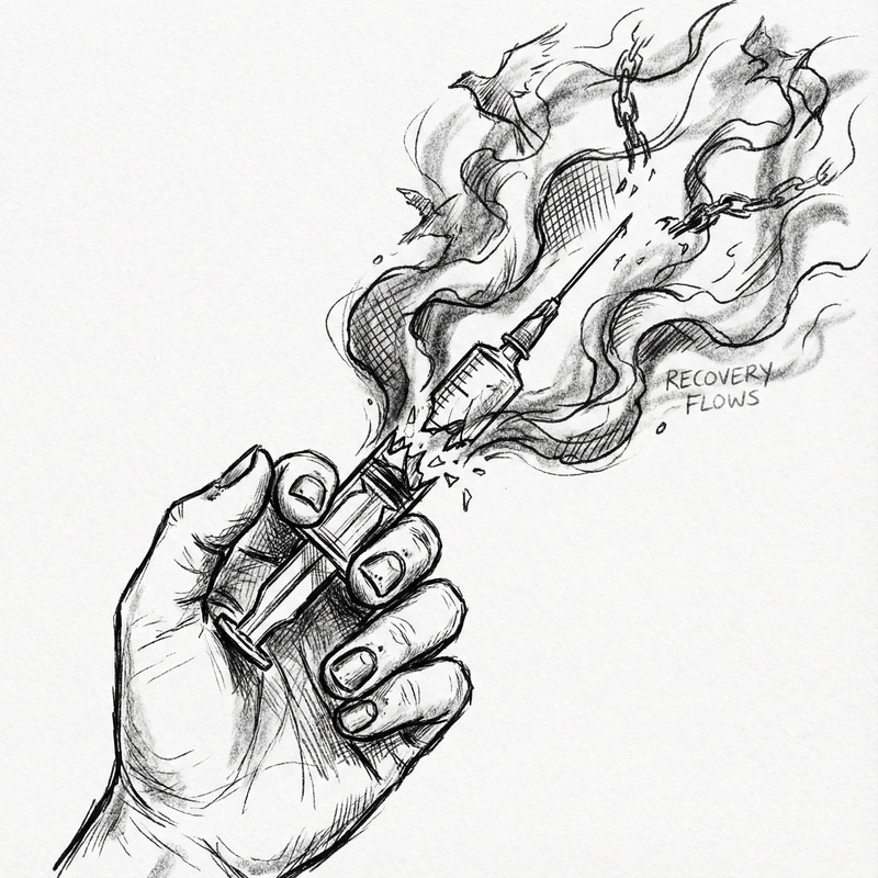 Abstract Recovery Art: Broken Syringe Symbolism Abstract Recovery Art: Broken Syringe Symbolism