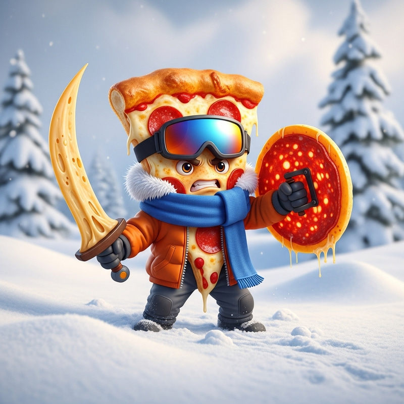 Epic Pizza Slice in Snow Survival Gear Epic Pizza Slice in Snow Survival Gear