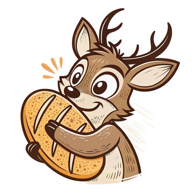 Deer Mascot Hugging Sourdough Logo Design Deer Mascot Hugging Sourdough Logo Design