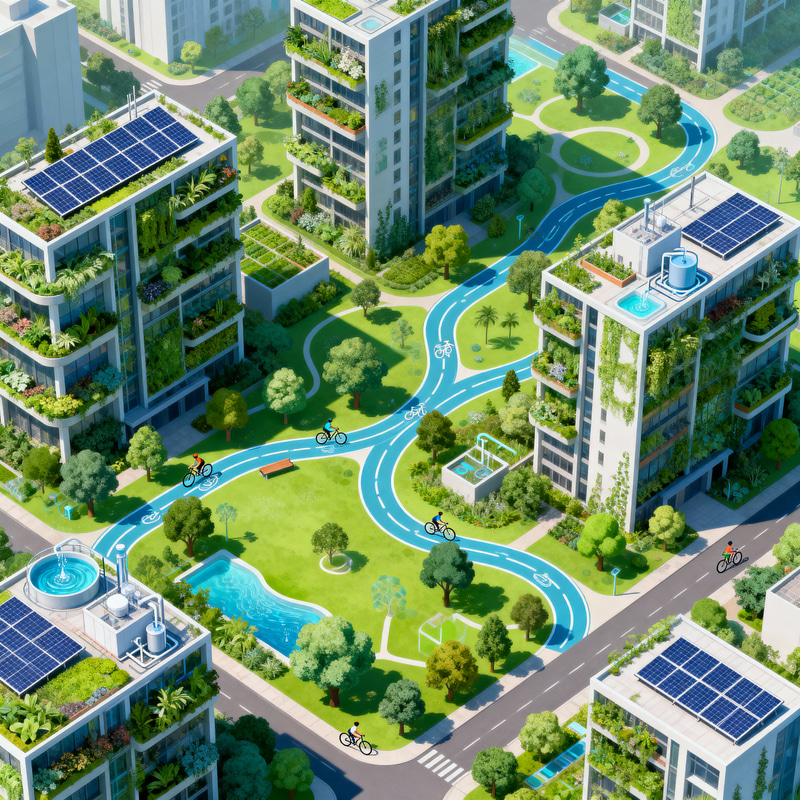 Eco-Friendly City Map: Green Living Design