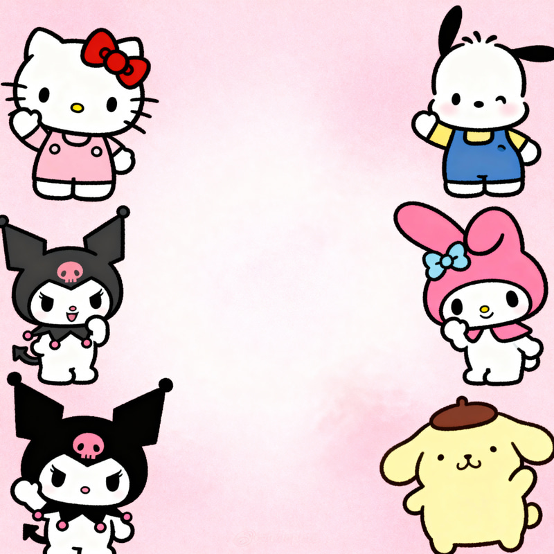 Cute Sanrio Characters Greeting Together Cute Sanrio Characters Greeting Together