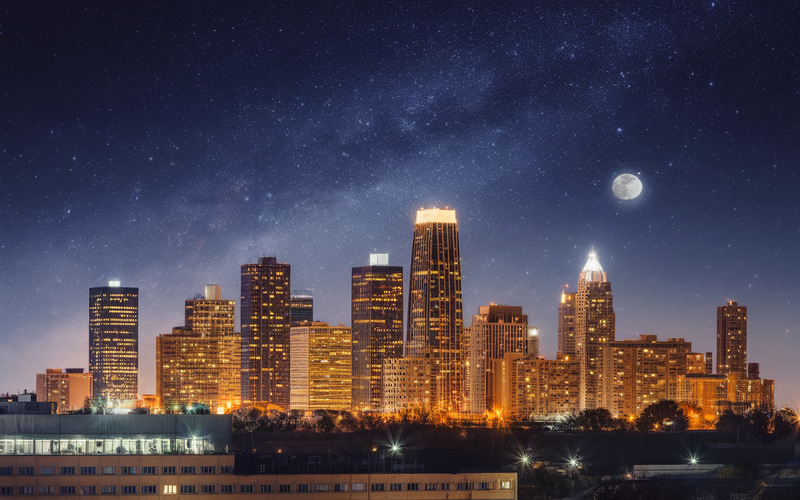Stunning White City Skyline at Night Stunning White City Skyline at Night