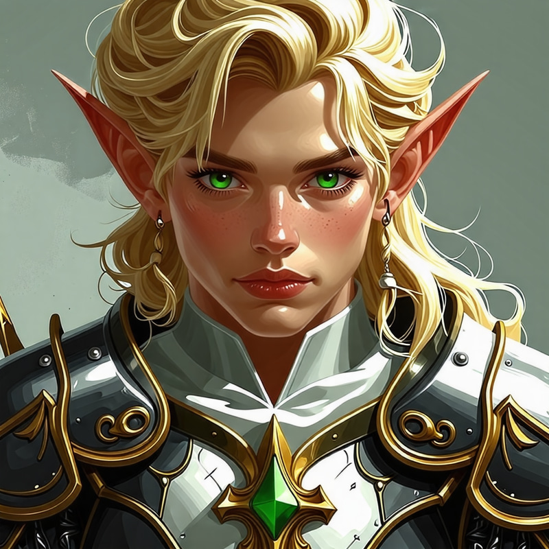Blonde Hair Elf Paladin with Green Eyes Blonde Hair Elf Paladin with Green Eyes