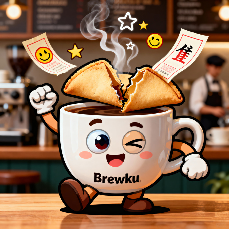 Brewku: The Fun Fortune Coffee App Mascot Brewku: The Fun Fortune Coffee App Mascot