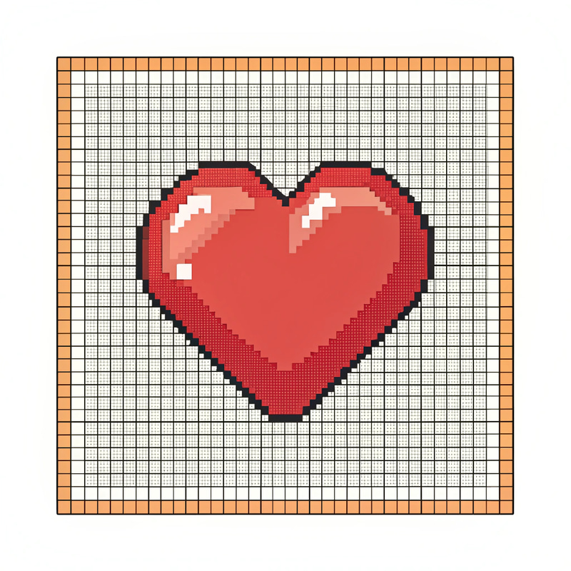16x16 Pixel Heart Shaped Stone Art 16x16 Pixel Heart Shaped Stone Art