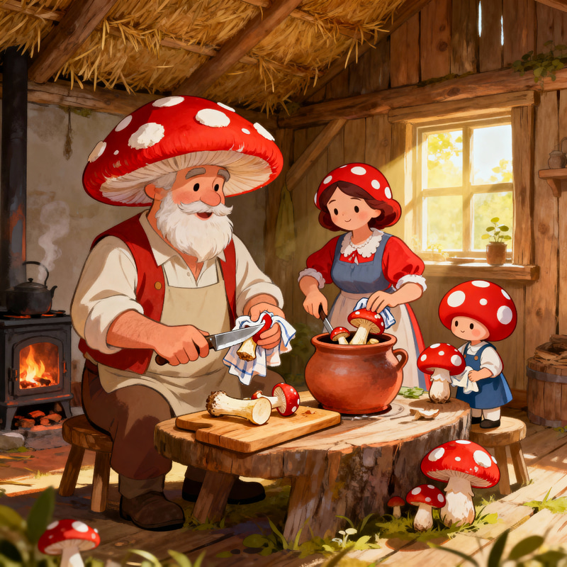 Family of Mushrooms Preparing for Winter Family of Mushrooms Preparing for Winter