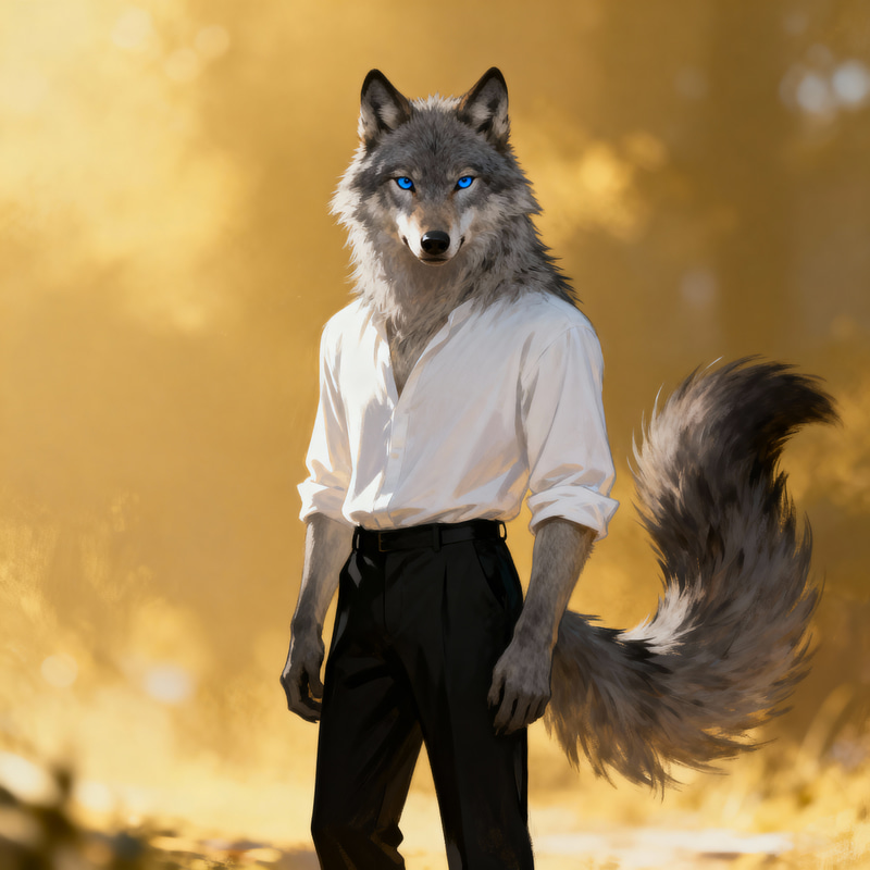 Wise Anthropomorphic Wolf – Strength & Character