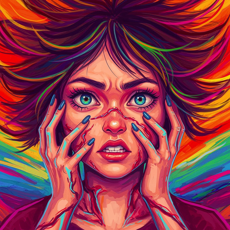 Colorful Surreal Painting of Painful Scars