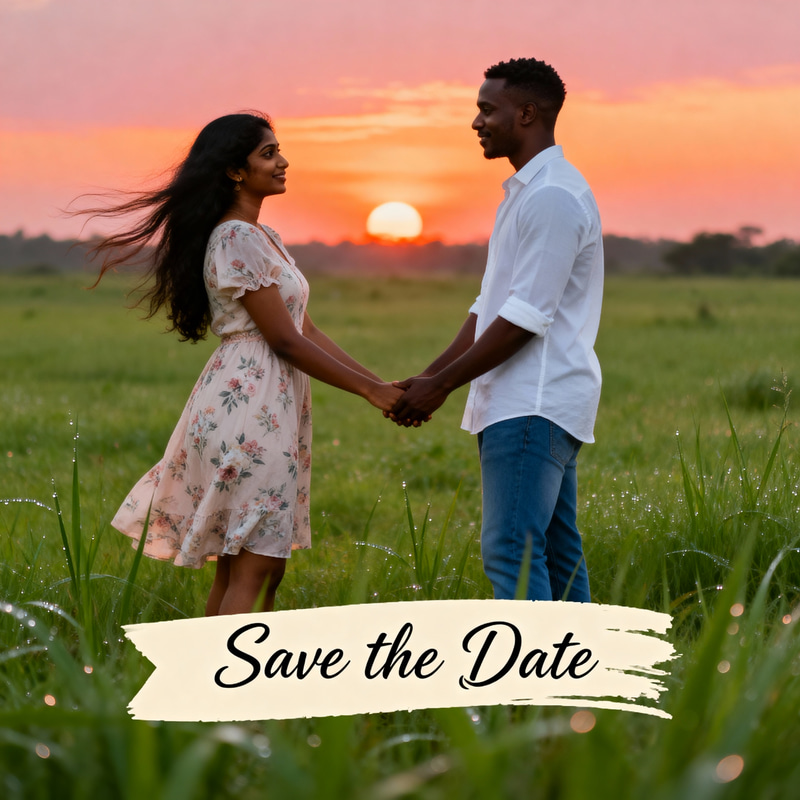 Romantic Sunset Scene for Save the Date