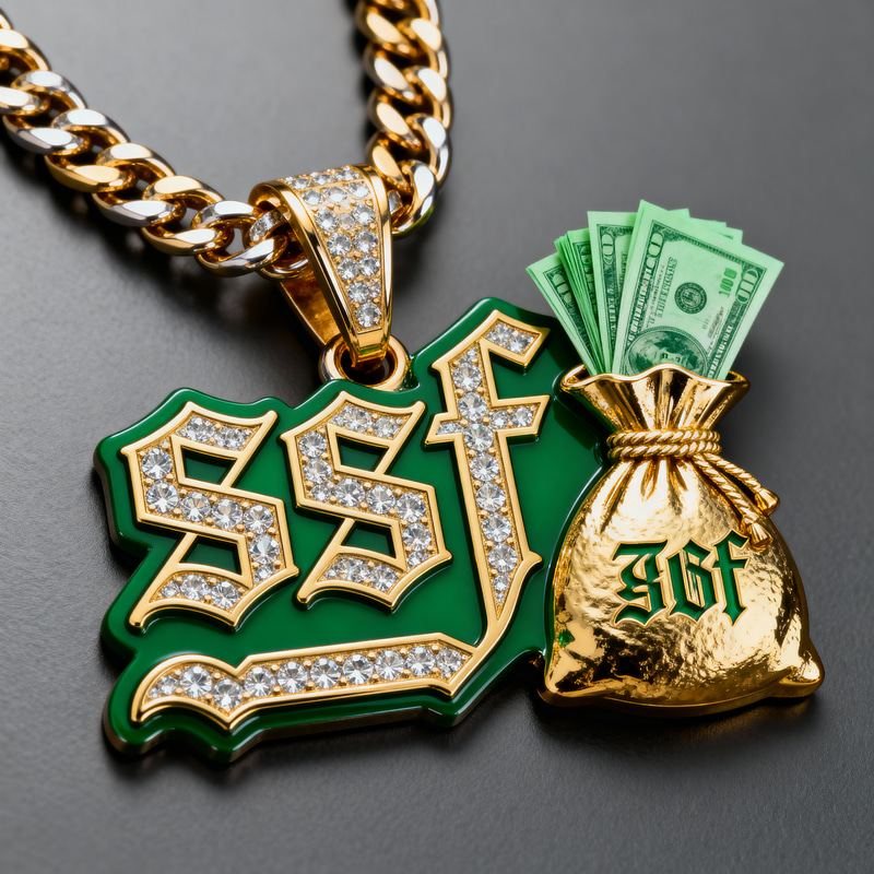 Gothic Bling SSF Pendant with Money Bag