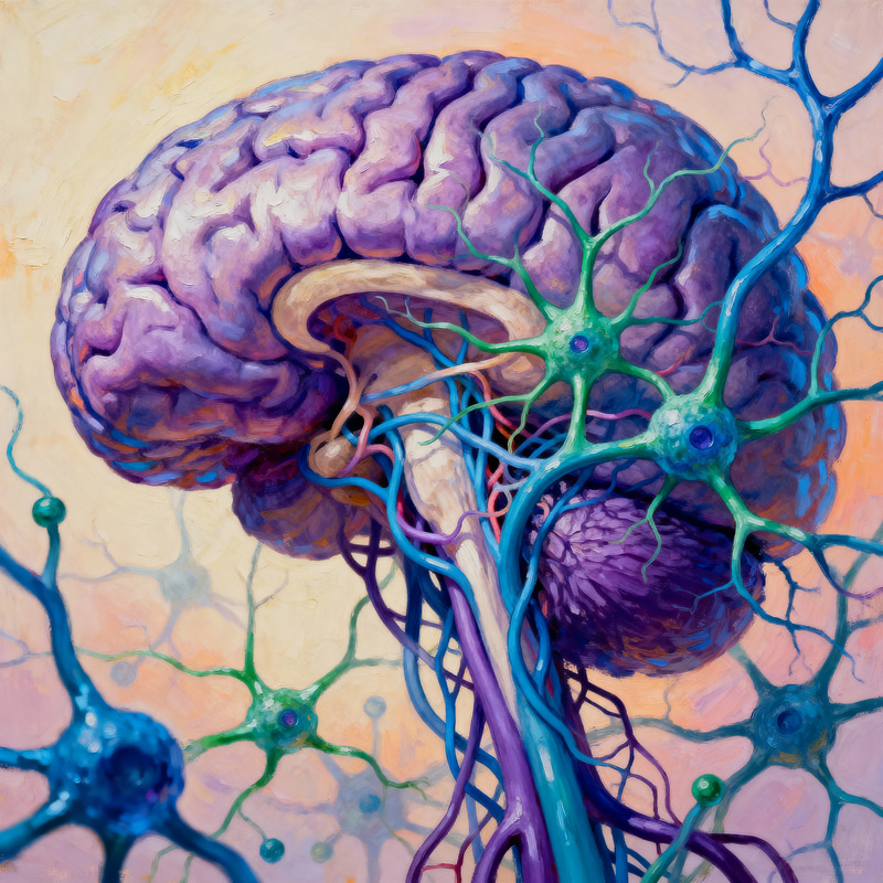 Vibrant Digital Painting of the Nervous System