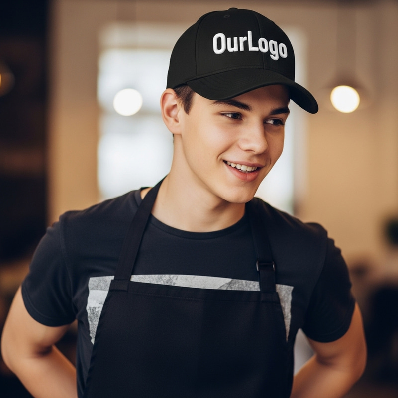 Handsome Boy in Black Cap and Apron Handsome Boy in Black Cap and Apron