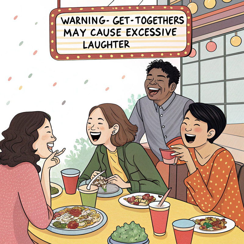 Warning: Laughter at Group Get-Togethers Warning: Laughter at Group Get-Togethers